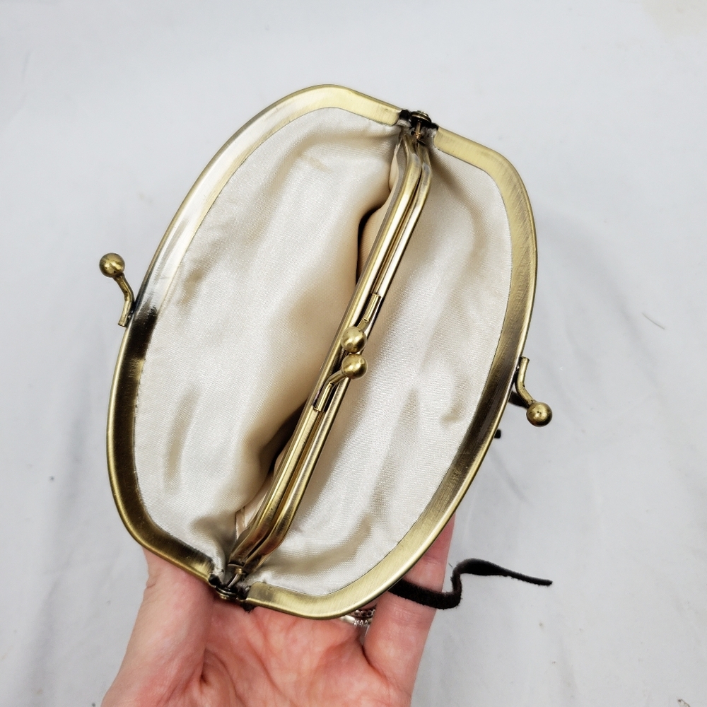 Natural Life Genuine Suede Kisslock‎ Coin Purse Wallet - Picture 3 of 5